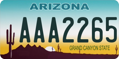 AZ license plate AAA2265
