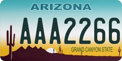 AZ license plate AAA2266
