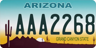 AZ license plate AAA2268