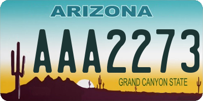 AZ license plate AAA2273