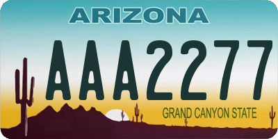 AZ license plate AAA2277