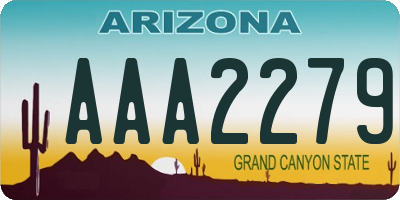 AZ license plate AAA2279