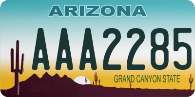 AZ license plate AAA2285