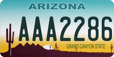 AZ license plate AAA2286