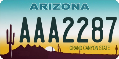 AZ license plate AAA2287