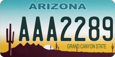 AZ license plate AAA2289