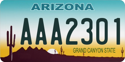 AZ license plate AAA2301