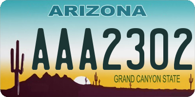 AZ license plate AAA2302