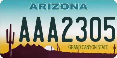 AZ license plate AAA2305