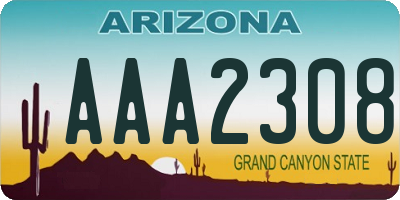 AZ license plate AAA2308