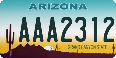 AZ license plate AAA2312