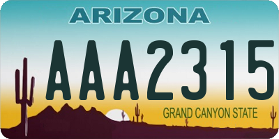 AZ license plate AAA2315