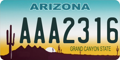 AZ license plate AAA2316