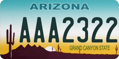 AZ license plate AAA2322