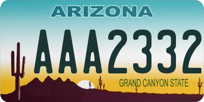 AZ license plate AAA2332