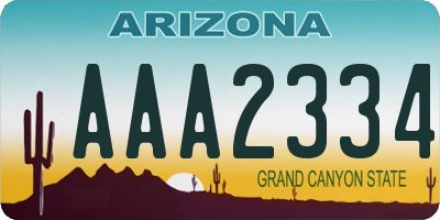AZ license plate AAA2334