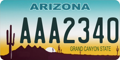 AZ license plate AAA2340