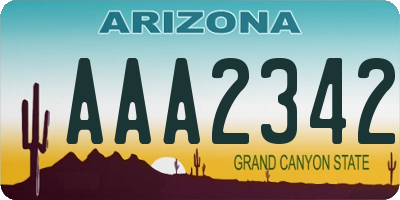 AZ license plate AAA2342