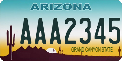 AZ license plate AAA2345