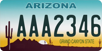 AZ license plate AAA2346