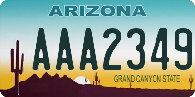 AZ license plate AAA2349