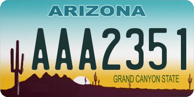 AZ license plate AAA2351