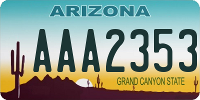 AZ license plate AAA2353