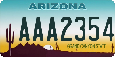 AZ license plate AAA2354