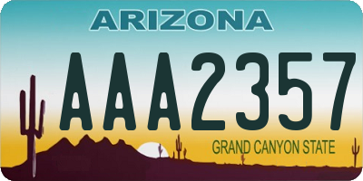 AZ license plate AAA2357