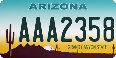 AZ license plate AAA2358