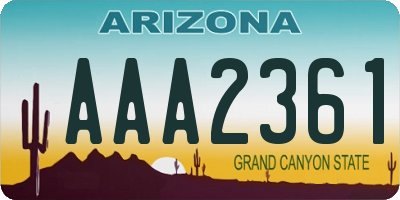 AZ license plate AAA2361