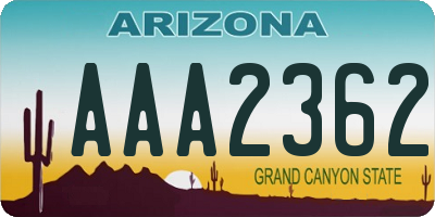 AZ license plate AAA2362