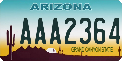 AZ license plate AAA2364