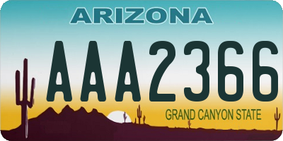 AZ license plate AAA2366