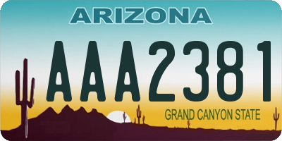 AZ license plate AAA2381