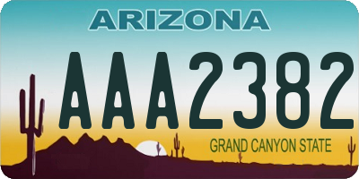 AZ license plate AAA2382