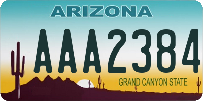 AZ license plate AAA2384