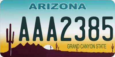 AZ license plate AAA2385