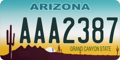 AZ license plate AAA2387