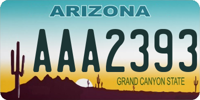 AZ license plate AAA2393