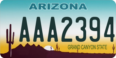 AZ license plate AAA2394