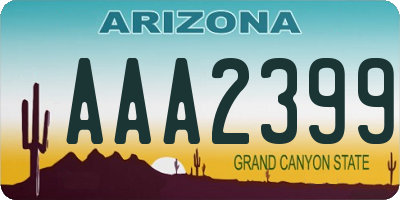 AZ license plate AAA2399