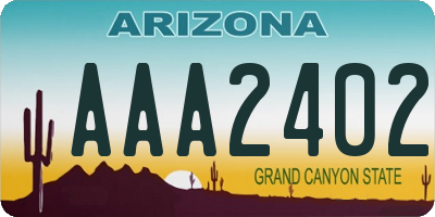 AZ license plate AAA2402