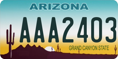 AZ license plate AAA2403