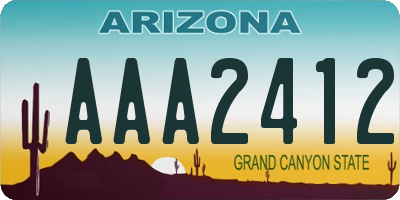 AZ license plate AAA2412