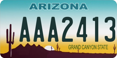AZ license plate AAA2413