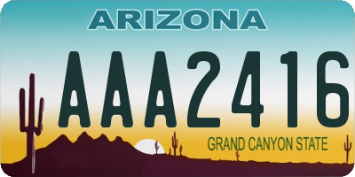 AZ license plate AAA2416