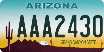 AZ license plate AAA2430