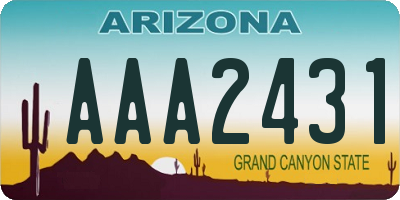 AZ license plate AAA2431