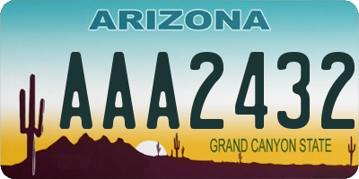 AZ license plate AAA2432